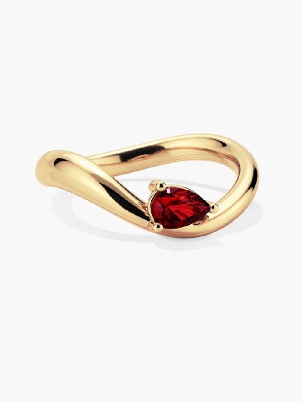 Mejuri Dome Figure Balance Pinky Ring - Gold and Garnet